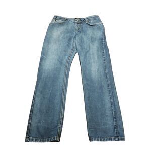 CNC Costume National Men's Jeans Blue Straight Button Fly Cotton Denim (34x33.5)